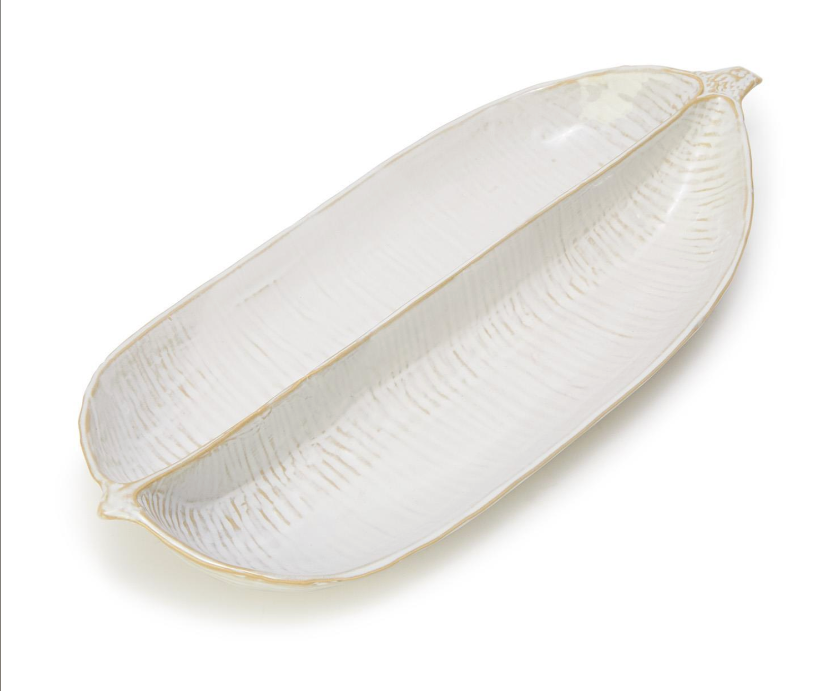 Artisanal White 2 Section Divided Server / Tray6 1/4" W x 2" D x 13" H