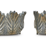 Zinc Garden Leaf Planter - Metal S/26 1/4" H x 8 1/2" Dia, 6 1/2" x 11" Dia
