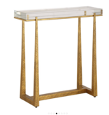 Midas Accent Table, Gold 24 W X 24 H X 9 D (in)