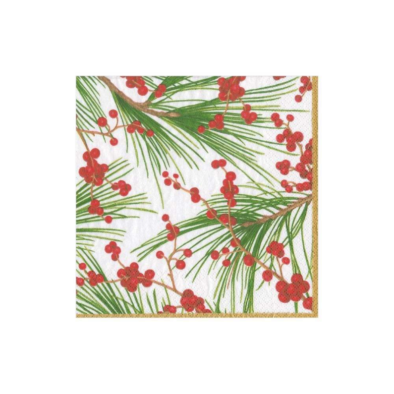 Berries and Pine Cocktail Napkins