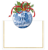 Blue And White Ornament Foil Place Card