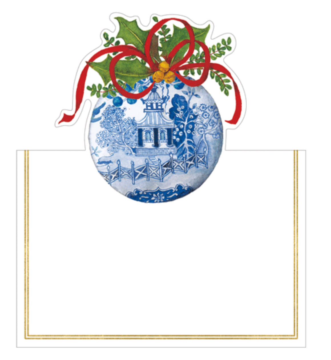 Blue And White Ornament Foil Place Card