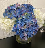 Large Hydrangea x7 in 6" Cylinder-Faux Water (Blue Purple/White)