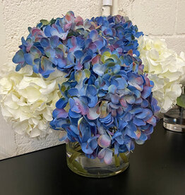 Large Hydrangea x7 in 6" Cylinder-Faux Water (Blue Purple/White)