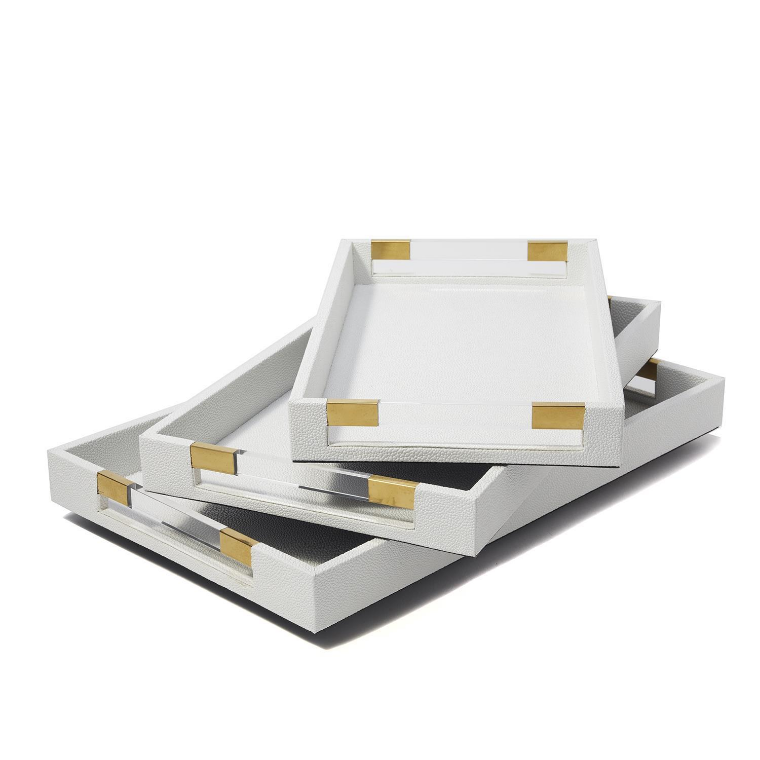 Large White Stingray Decorative Tray 21 3/4" W x 13 1/2" D x 2" H