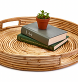 24" Cane Hand-Crafted Rounded Tray- Cane