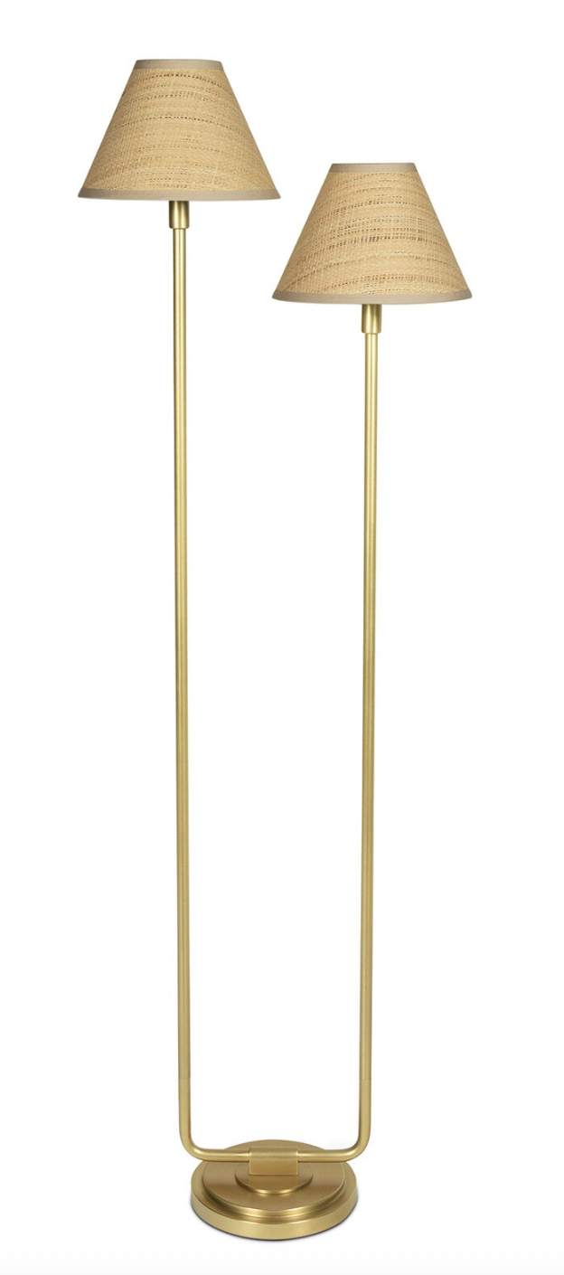 Polly Floor Lamp Nat. Brass 57"Hx18.75"Wx9.5"D
