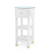 Claudette 1-Drawer Round Side Table/ Cream-Brass 13.75W x 13.75D x 28.25H