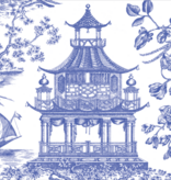 Chinoiserie Toile Pagoda Blue Cocktail Napkin