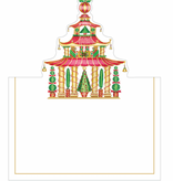 Christmas Pagodas Foil Place Card Die-Cut 8 In Foil