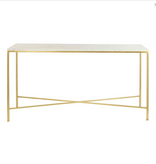 Vermont Console ln(Royal Gold),(Carrera Marble Top) 34"H x 60"L x 15"D