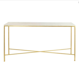 Vermont Console ln(Royal Gold),(Carrera Marble Top) 34"H x 60"L x 15"D