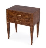 Kai Burl Wood 2 Drawer End Table in Light Brown 24'W x 16"D x 28"H