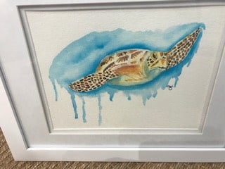 Turtle Splash watercolor 16"Wx13"H