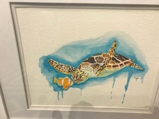 Turtle Splash and Nemo Watercolor 16"Wx13"H