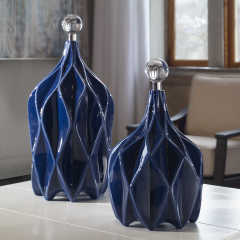 Klara Bottle Cobalt LG 8"Dx17"H
