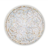 Jaipur Palace MOP Inlaid Decorative Round Serving Tray - MDF/MOP/Resin