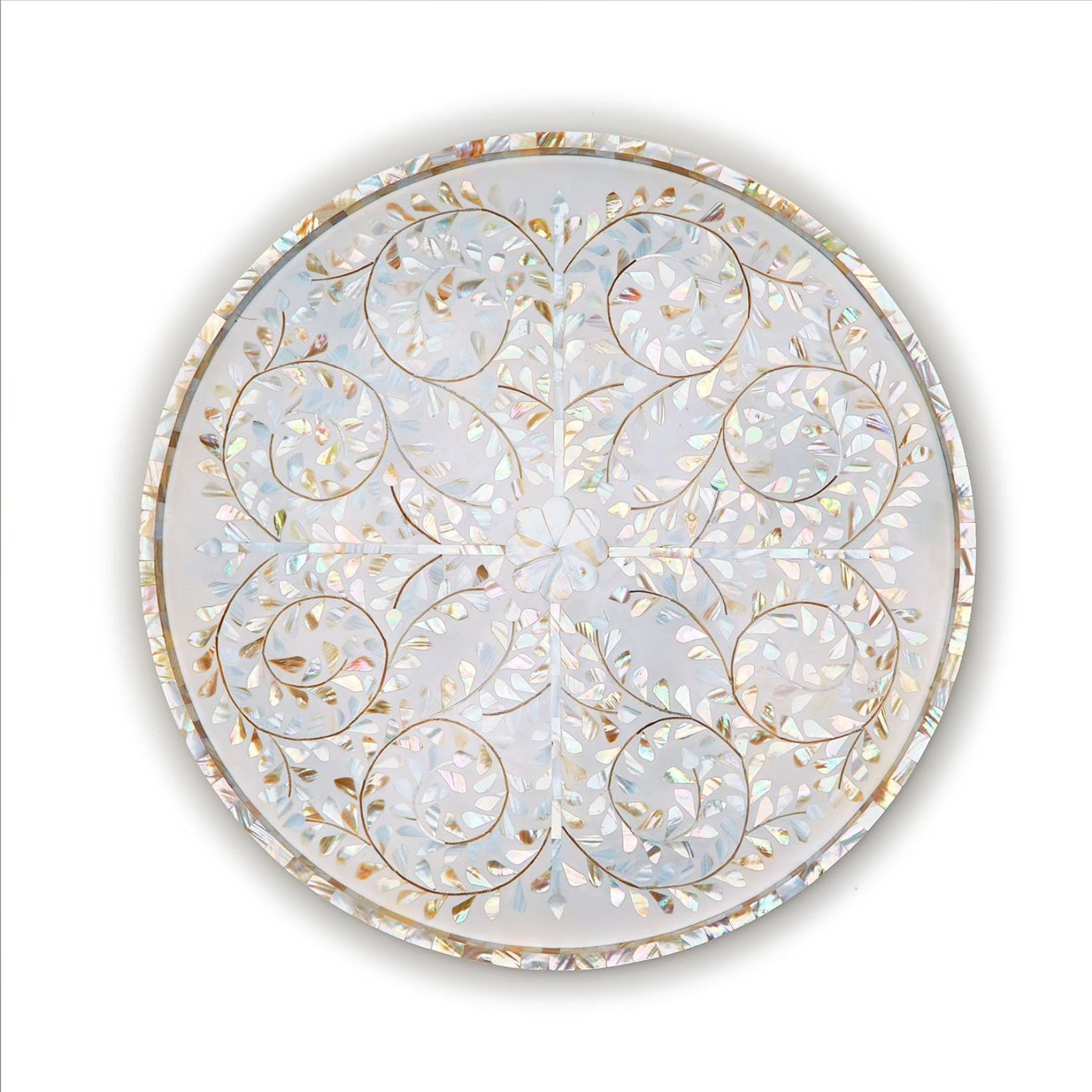 Jaipur Palace MOP Inlaid Decorative Round Serving Tray - MDF/MOP/Resin