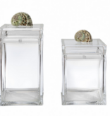 Small Clear Acrylic Square Canister with White Turbo 6"Lx4.5"Wx4.5"H