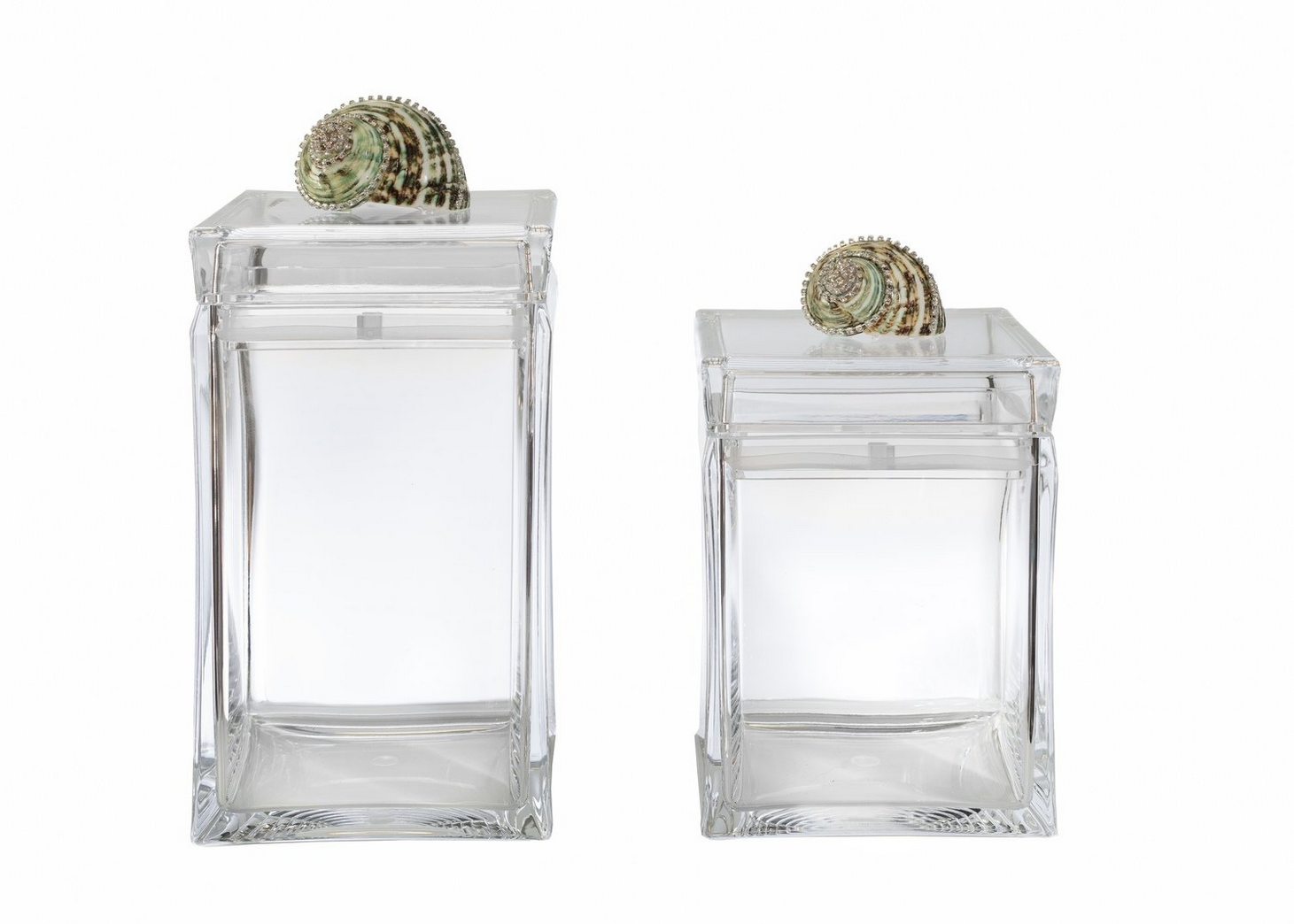 Small Clear Acrylic Square Canister with White Turbo 6"Lx4.5"Wx4.5"H