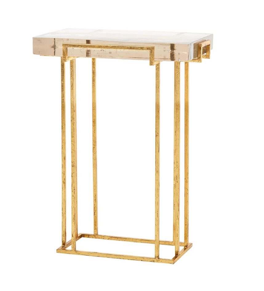 Prism Side Table/Gold Leaf  16.75W x 11D x 22H