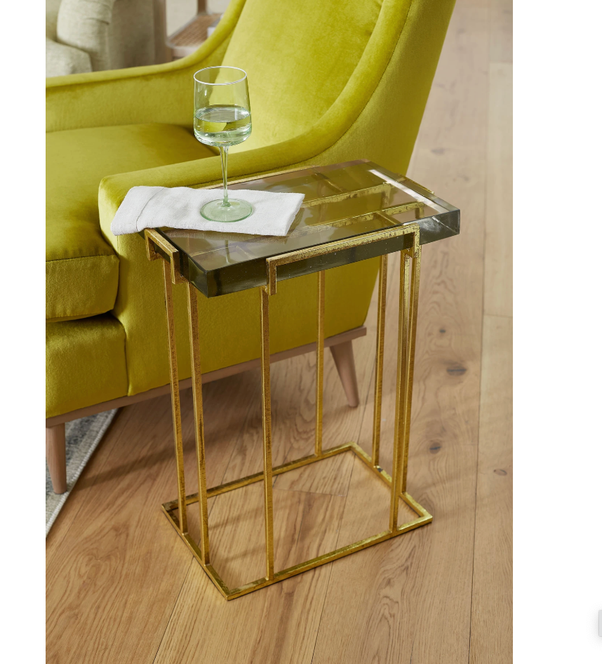 Prism Side Table/Gold Leaf  16.75W x 11D x 22H