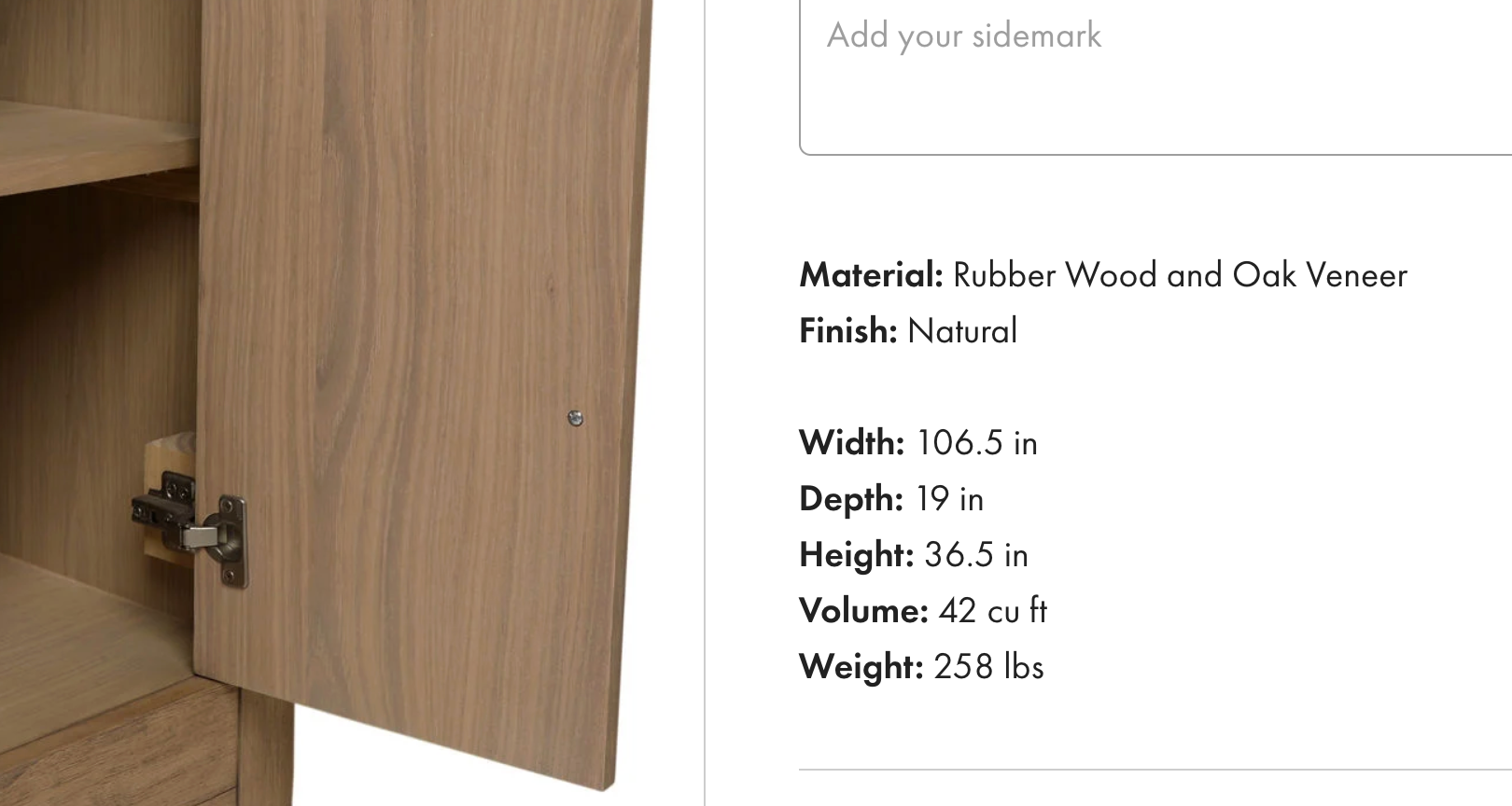 Delacruz Sideboard Natural-8doors / 106.5x36.5x19