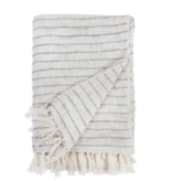 Pom Pom at Home JOJO -OVERSIZED THROW 60 X 90 IVORY/ BLUE GREY - HANDWOVEN
