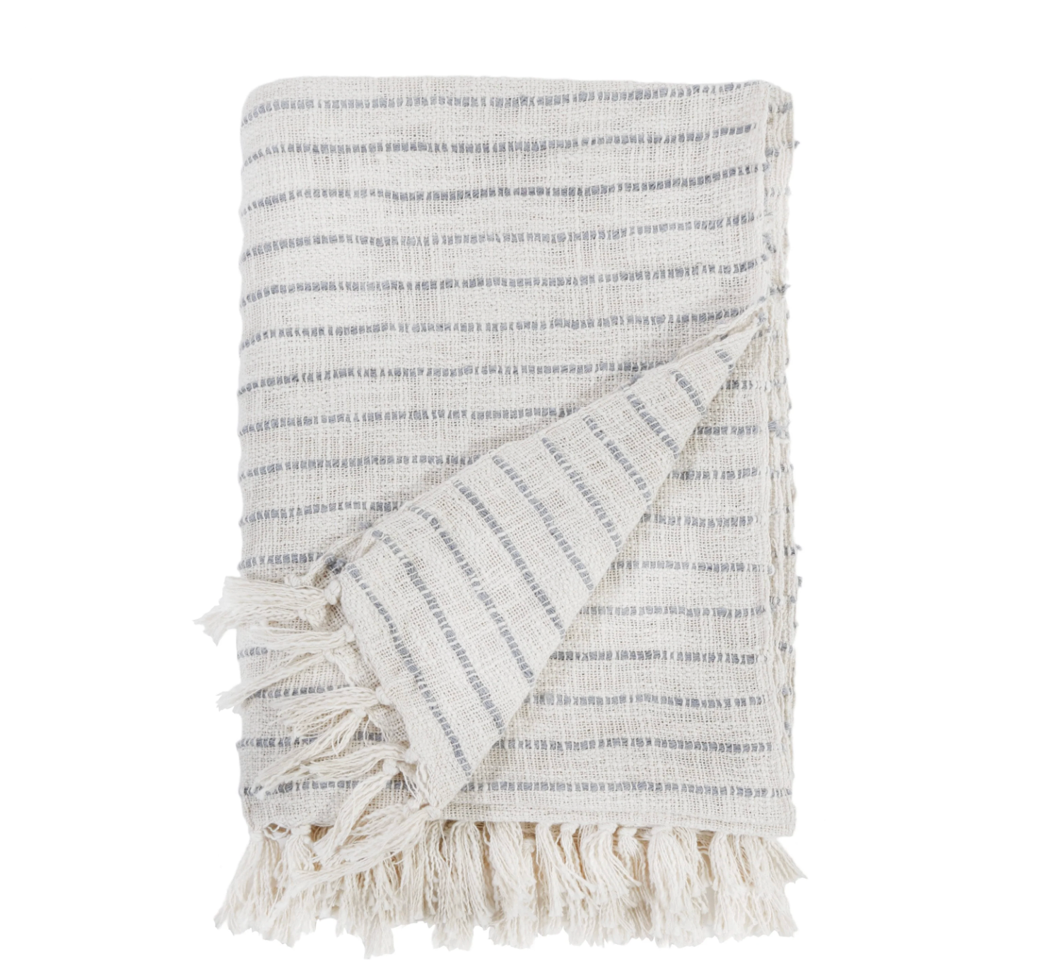Pom Pom at Home JOJO -OVERSIZED THROW 60 X 90 IVORY/ BLUE GREY - HANDWOVEN