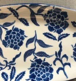 Mana Tray Flower 16" x 7" White & Blue