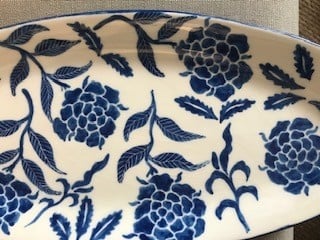 Mana Tray Flower 16" x 7" White & Blue