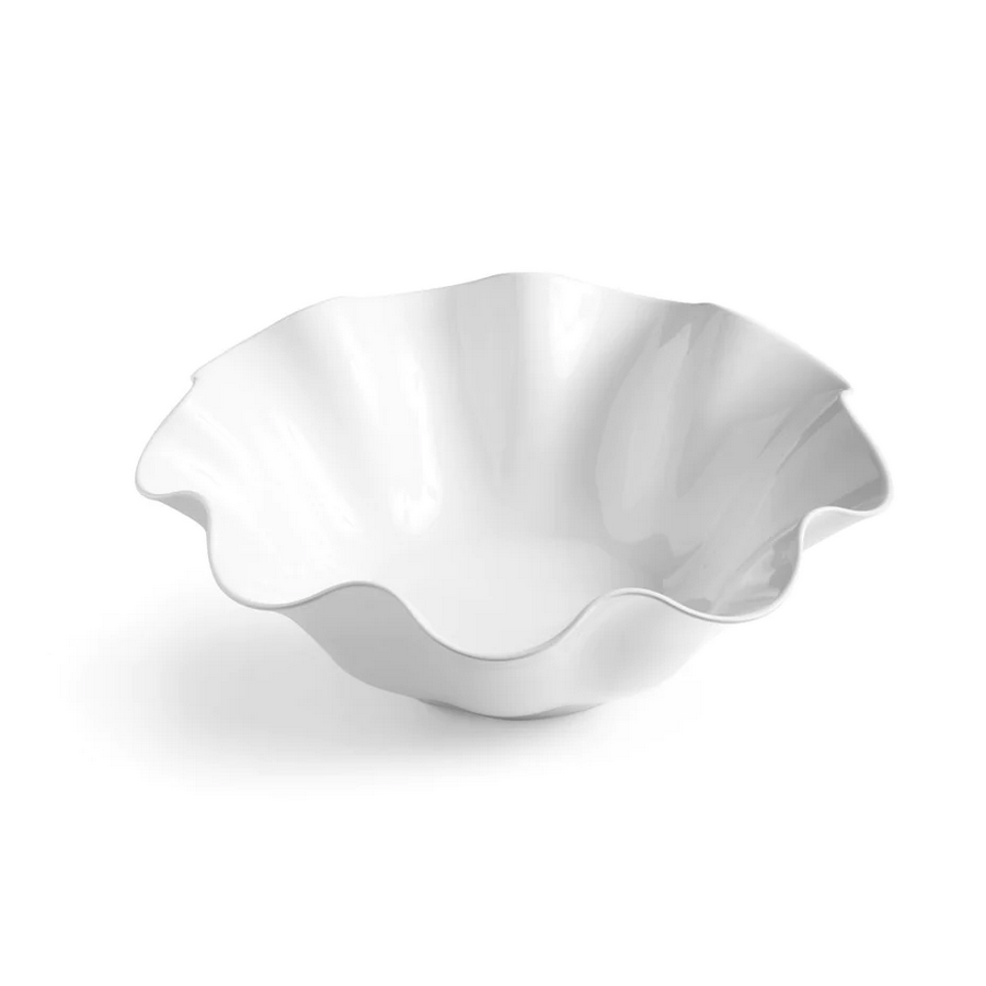 Q Home Design LG White Clam Melamine Serving Bowl15.5" x 5.25"