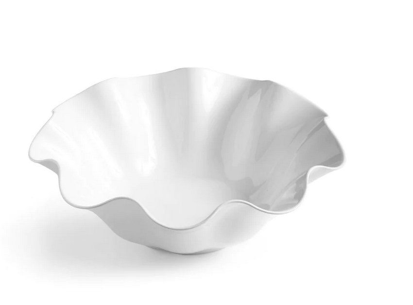 Q Home Design LG White Clam Melamine Serving Bowl15.5" x 5.25"