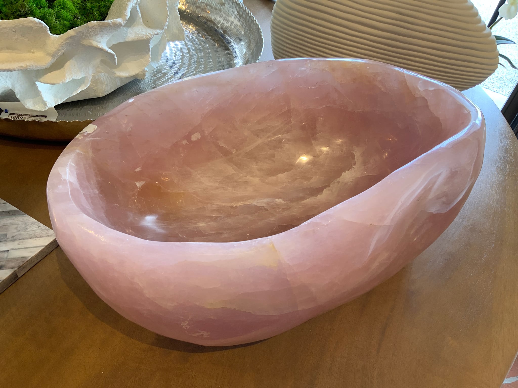 Rose Quartz Bowl 17"x10"x8"