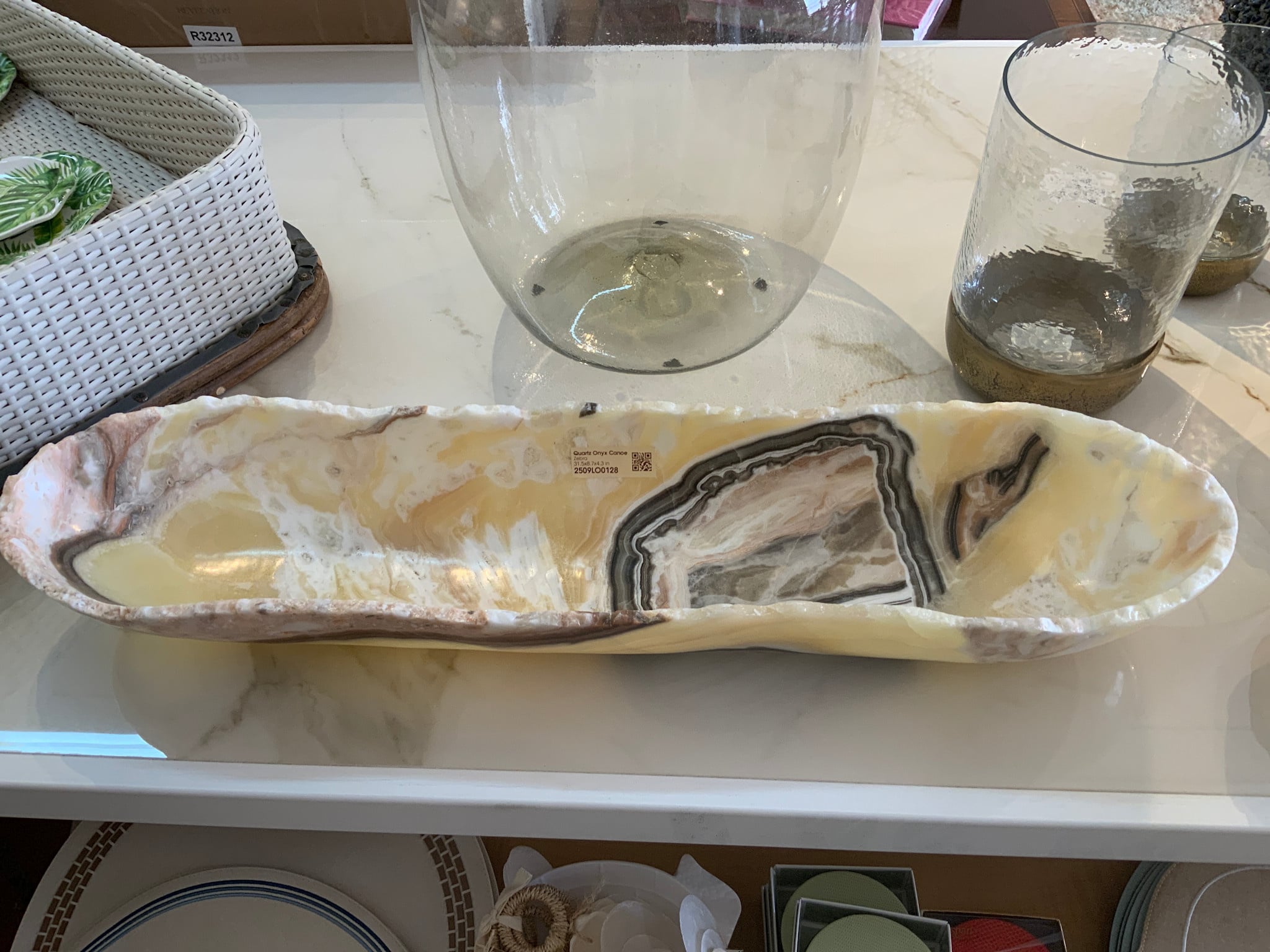 Quartz Onyx Canoe Zebra 31.5x8.7x4.3