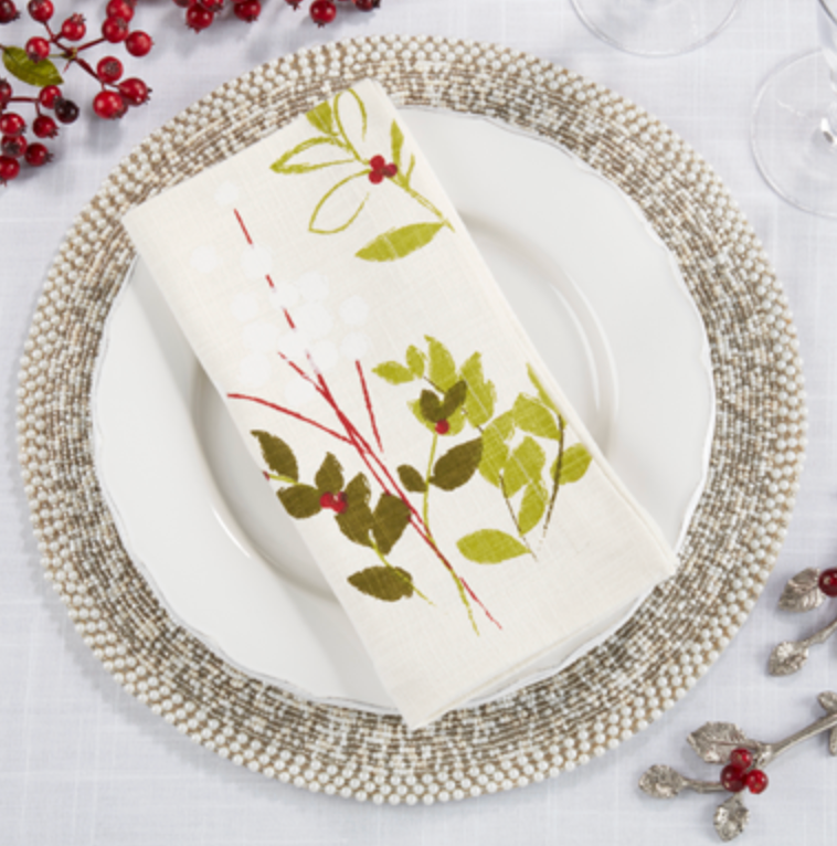Holiday Botanical Napkin 20" sq Pk of 4
