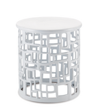 Wasi White Accent Table H:18.5" Dia:17"
