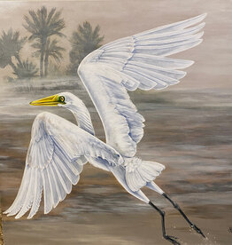 Great Egret in the Everglades-Original Acrylic on Canvas Lori Boyle 36"x36"