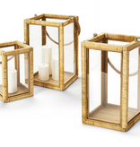Rattan Lantern w/Rope only battery candles 11.5" W x 11.5" D x 18"H
