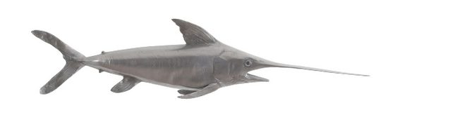 Broadbill Swordfish Gray Wall Sculpture  57x8x14"H