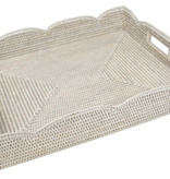LG Rattan Scalloped Tray-Cream