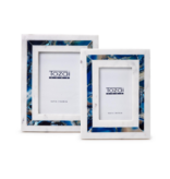 Blue Agate Inlay & White Marble Photo Frame - 5 x 7