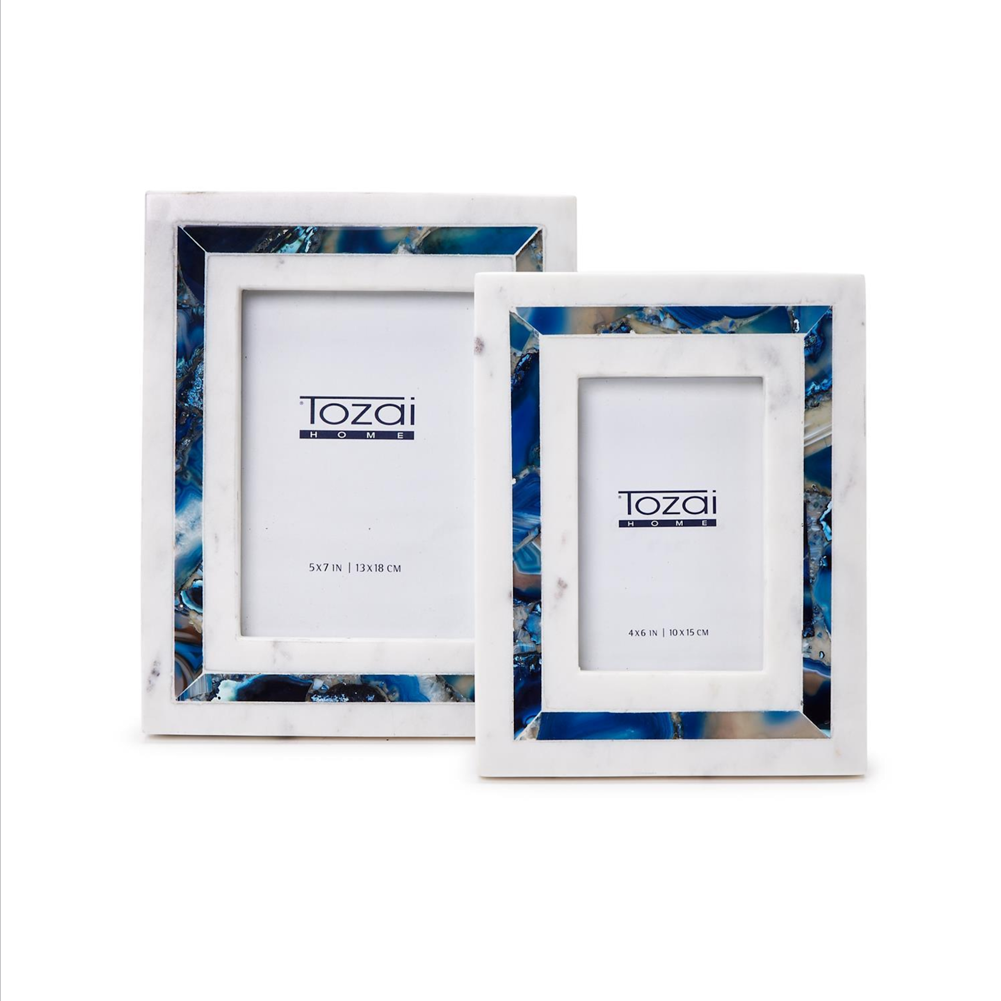 Blue Agate Inlay & White Marble Photo Frame - 5 x 7