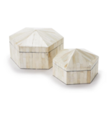 Pyramid Hexagonal Bone Covered Box- Sm - 7 1/2" W x 6 1/2" X 5 1/2" H