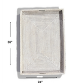 RECTANGULAR SHALLOW TRAY W/ HANDLE - WHITE WASH 36X24X3'H