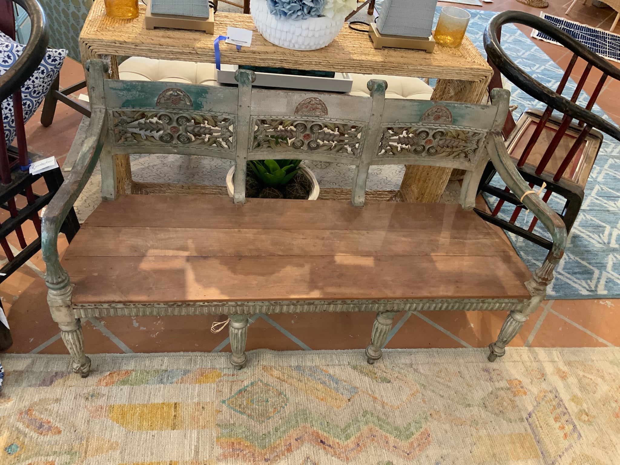 ANTIQUE CARVED BENCH FROM BALI