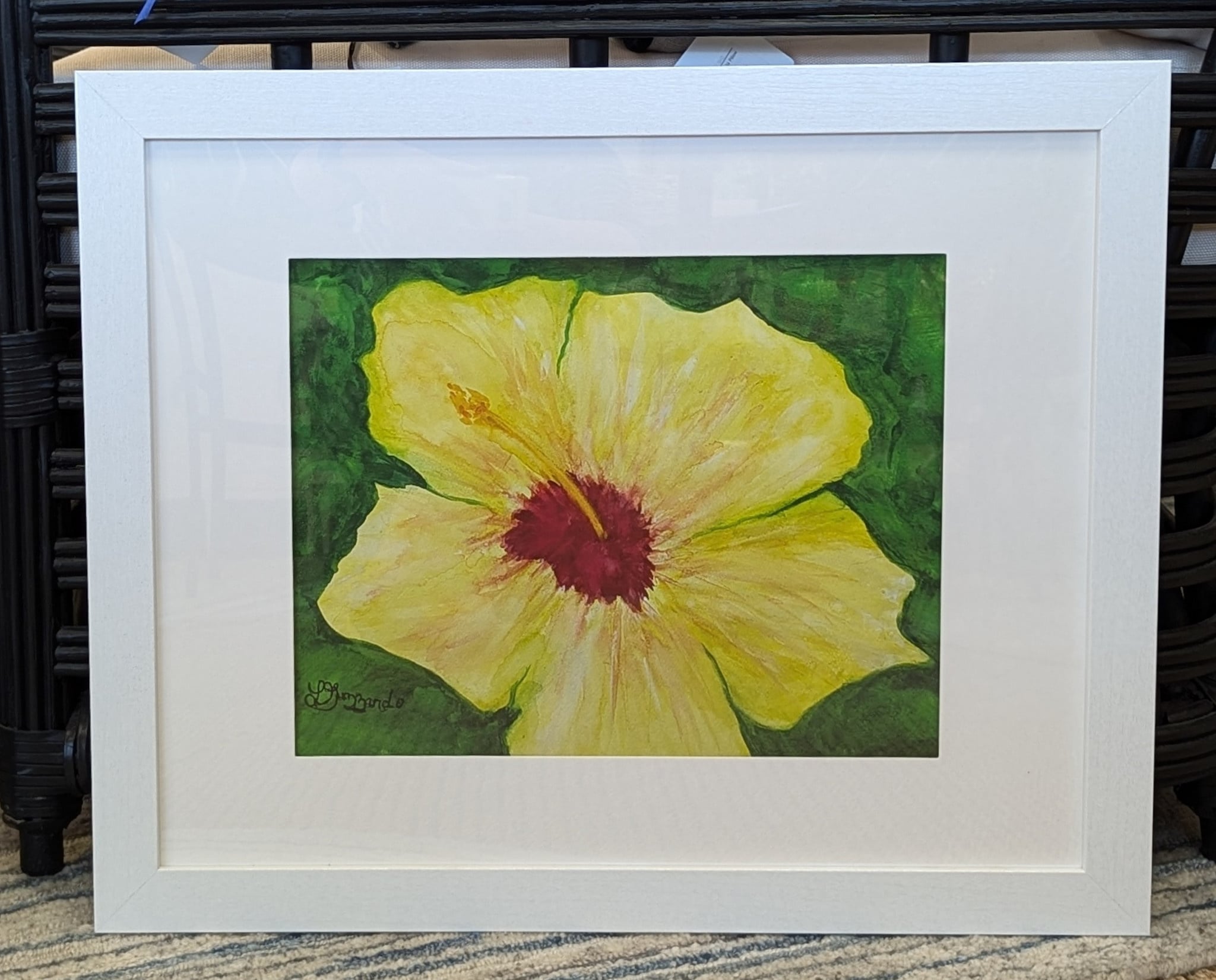 Yellow Hybiscus 16 x 20 overall 22x18