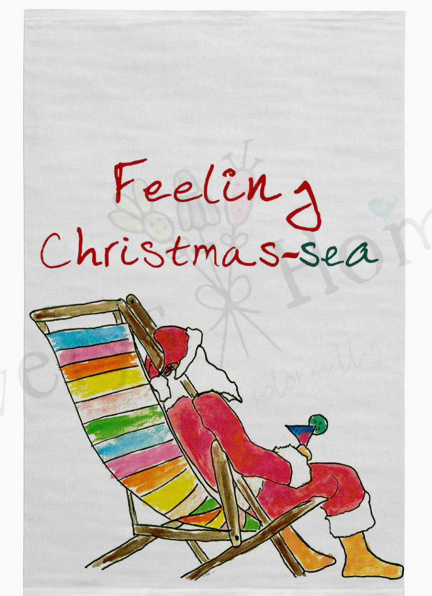 Feeling Christmas-Sea Beach Flour Sack Dish Towel