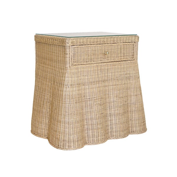 Giselle Side Table - Rattan - 32.25"W x 29"H x 21.5"D