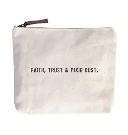 Faith, Trust & Pixie Dust Canvas Zip Bag 8.5"x7.5"